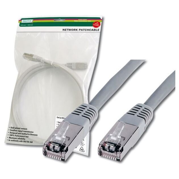 Патч-корд DIGITUS CAT 5e SF-UTP, 0.5м, AWG 26 / 7, Cu, PVC, сірий, фото  | SNABZHENIE.com.ua