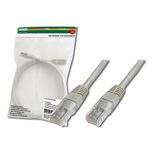 Патч-корд DIGITUS САТ 5e UTP, 0.5м, AWG 26/7, Cu, PVC, сірий, фото  | SNABZHENIE.com.ua