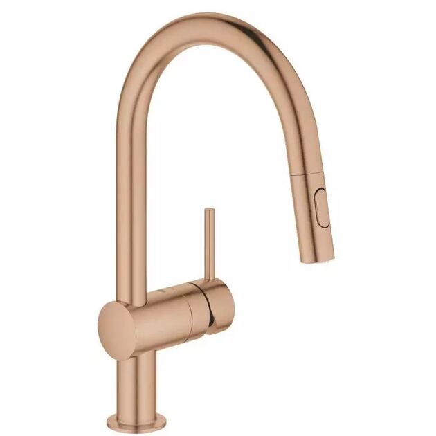 Змішувач для кухні Grohe Minta, довж.виливу - 223мм, поворотний/витяжний, 1важіль, матовий теплий захід сонця, фото , зображення 2 | SNABZHENIE.com.ua