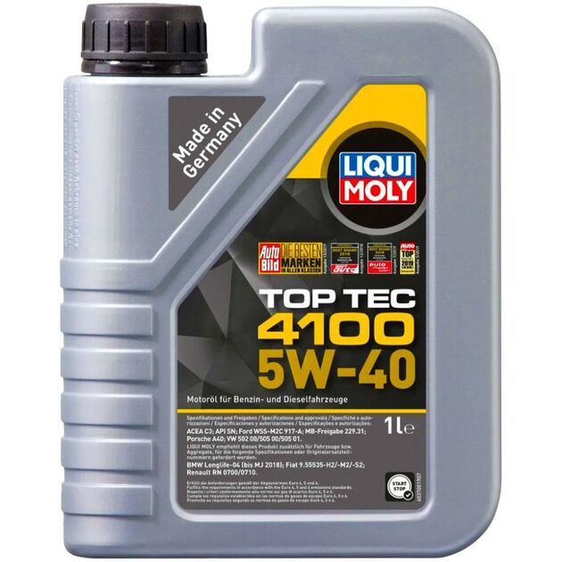 Олива моторна Liqui Moly Top Tec 4100 5W-40 1л (7500/9510), фото , зображення 2 | SNABZHENIE.com.ua