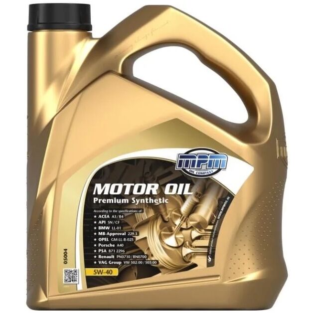 Олива моторна MPM Premium Synthetic 5W-40 4л (05004), фото , зображення 2 | SNABZHENIE.com.ua
