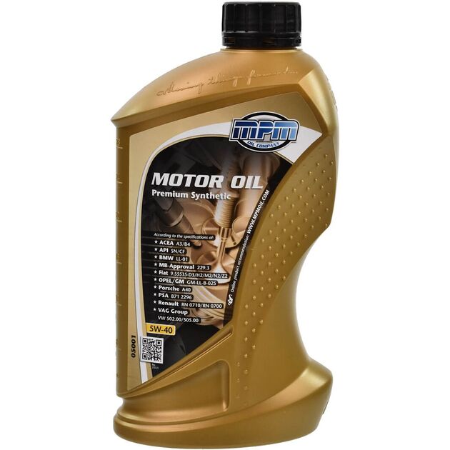 Олива моторна MPM Premium Synthetic 5W-40 1л (05001), фото , зображення 2 | SNABZHENIE.com.ua