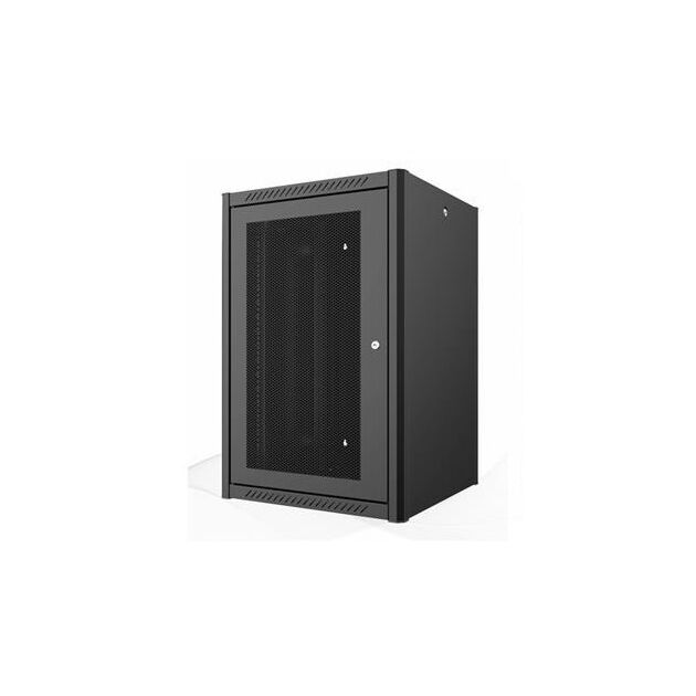 Шафа MIRSAN 19", 9U, WTN, перфорація 80%, 600x450 мм, 2т.кріпл, максимально 100 кг, чорна, фото , зображення 2 | SNABZHENIE.com.ua