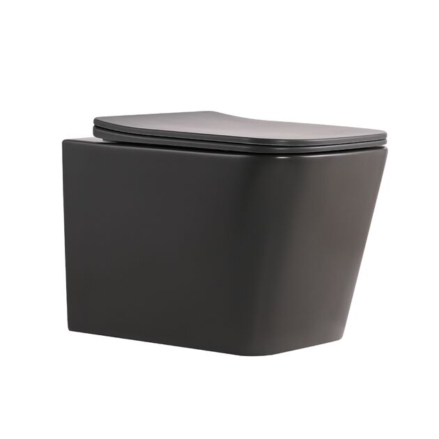 Унитаз подвесной Qtap Tern Ultra Quiet 520×345×325 мм, Anthracite, с сиденьем Slim Duroplast / Soft-close / Quick Release QTTER26AN48999, фото  | SNABZHENIE.com.ua