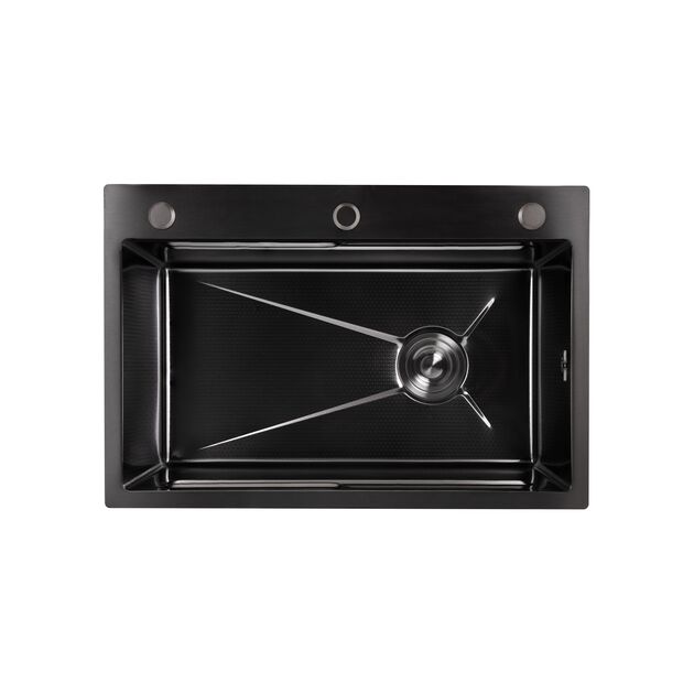 Мойка для кухни интегрированная Lidz Handmade H6845HB Decor Black PVD Honeycomb 3,0/1,0 мм LDH6845HDECBLM49445, фото , изображение 3 | SNABZHENIE.com.ua