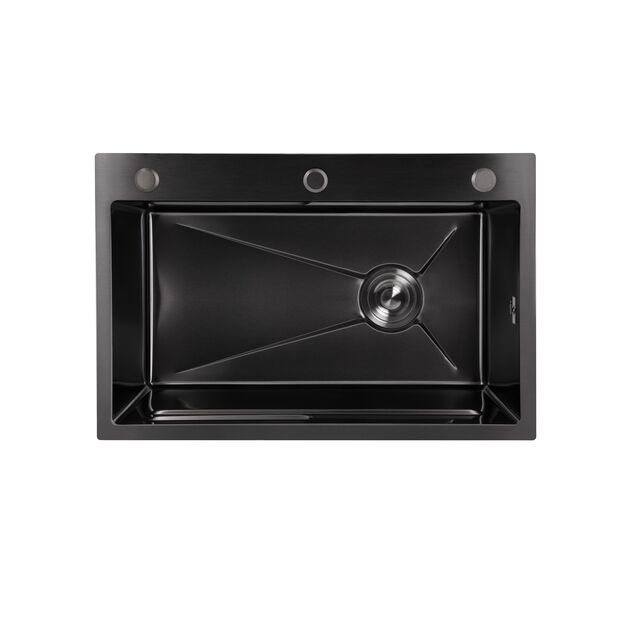 Мойка для кухни интегрированная Lidz Handmade H6845B Brushed Black PVD 3,0/1,0 мм LDH6845BRUBLM49456, фото , зображення 3 | SNABZHENIE.com.ua