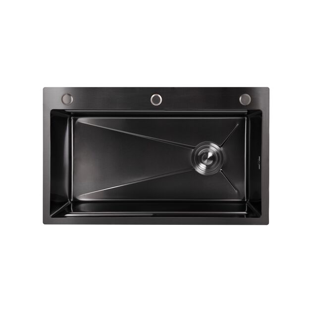Мойка для кухни интегрированная Lidz Handmade H7545B Brushed Black PVD 3,0/1,0 мм LDH7545BRUBLM49458, фото , изображение 3 | SNABZHENIE.com.ua