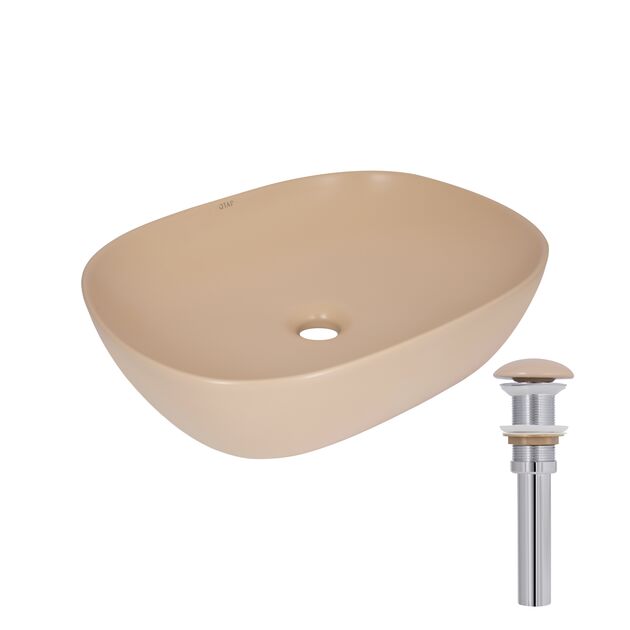 Раковина накладная Qtap Aquarius 470x380x120 мм, Beige, прямоугольная, с донным клапаном QTAQA188SB49781, фото  | SNABZHENIE.com.ua