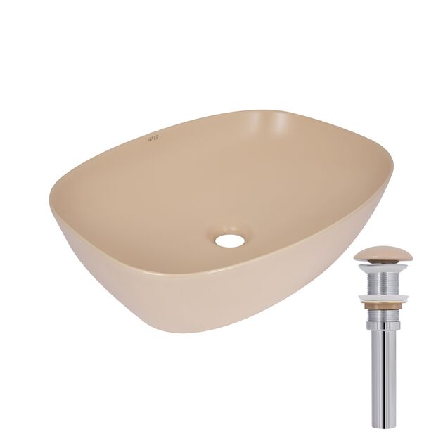Раковина накладная Qtap Cardinal 500х380х140 мм, Beige, прямоугольная, с донным клапаном QTCAR188SB49825, фото  | SNABZHENIE.com.ua