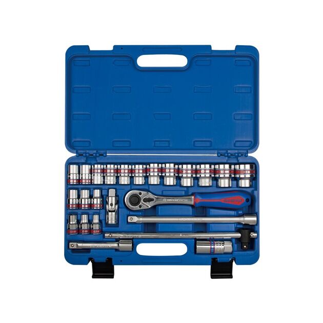 Набір головок 1/2" 24 ед. 12-ти гранні, короткі, дюймові 1/2"-1-1/4" в кейсі (ST4028SR), фото  | SNABZHENIE.com.ua