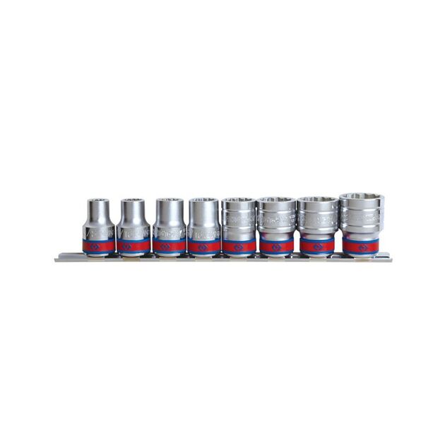 Набір головок 1/2" 8 ед. 6-гранні, короткі, дюймові на планці (4510SR), фото  | SNABZHENIE.com.ua
