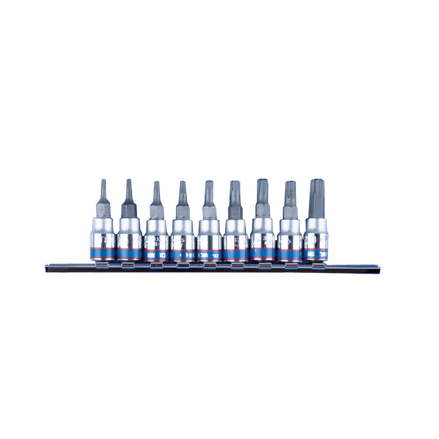 Набір TORX 1/4 9 ед. в тримачу T8-T40 з отвором (на планці), фото  | SNABZHENIE.com.ua