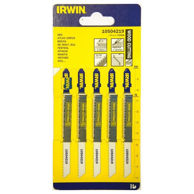 Пилка для лобзика по дереву IRWIN T101B, 5 шт (10504219), фото , изображение 3 | SNABZHENIE.com.ua
