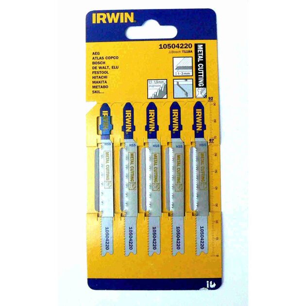 Пилка для лобзика по металлу IRWIN T118B, 5 шт (10504225), фото , изображение 2 | SNABZHENIE.com.ua