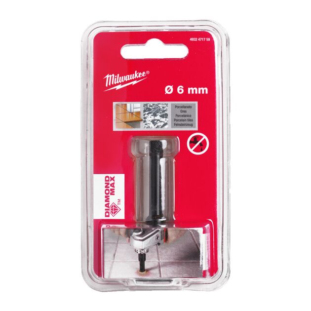 Коронка алмазна Diamond Max MILWAUKEE, ?6мм, фото , зображення 2 | SNABZHENIE.com.ua