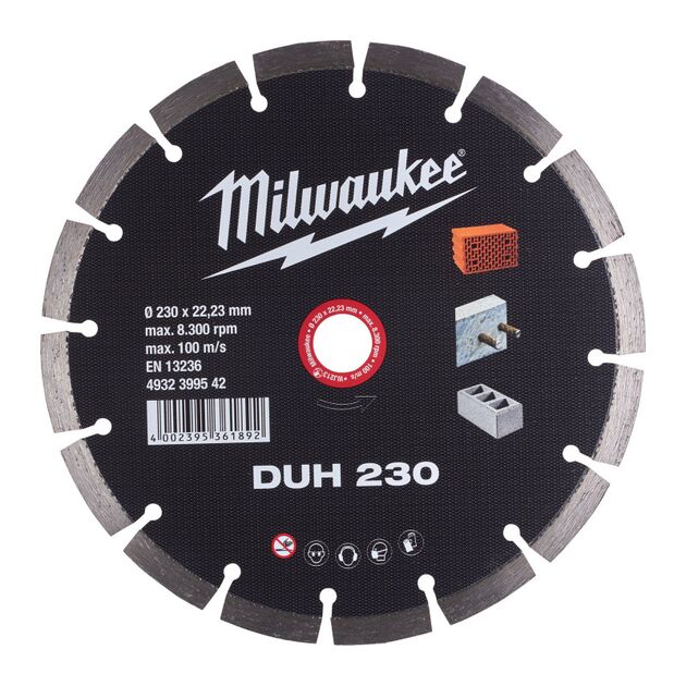 Алмазный диск DUH 230 для бетона и камня MILWAUKEE, фото , изображение 2 | SNABZHENIE.com.ua