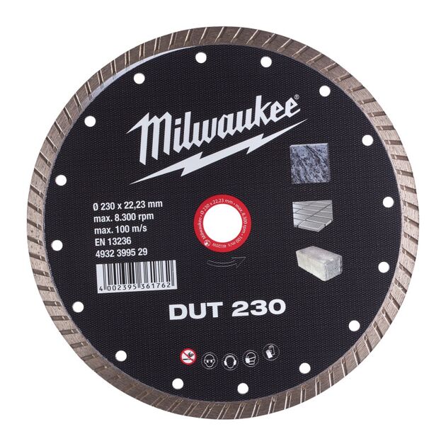 Алмазный диск DUT 230 MILWAUKEE для керамики и бетона (чистый рез), фото , изображение 2 | SNABZHENIE.com.ua