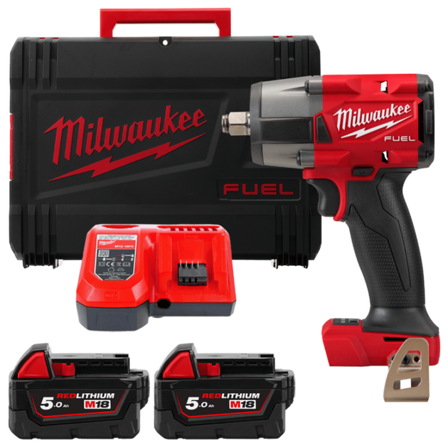 Гайковерт висококрутний MILWAUKEE 1/2 (881 Нм) з кільцем M18 FMTIW2F12-502X (2 акумулятори + ЗУ + кейс), фото  | SNABZHENIE.com.ua