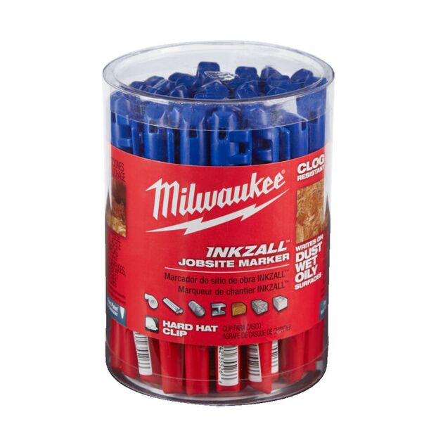 Маркер MILWAUKEE INKZALL тонкий синий 4932492126 для стройплощадки, фото , изображение 3 | SNABZHENIE.com.ua
