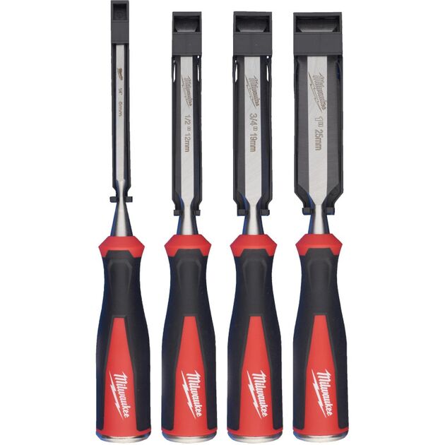 Набор плоских стамесок MILWAUKEE 4 шт. (6, 12, 19, 25 мм), фото , изображение 2 | SNABZHENIE.com.ua