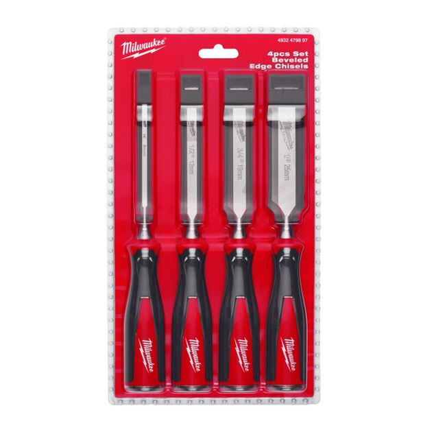 Набор плоских стамесок MILWAUKEE 4 шт. (6, 12, 19, 25 мм), фото , изображение 3 | SNABZHENIE.com.ua
