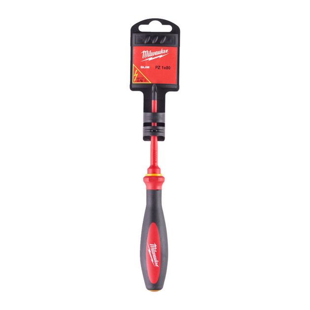 Викрутка VDE діелектрична тонка MILWAUKEE PZ1х80мм, фото , зображення 2 | SNABZHENIE.com.ua