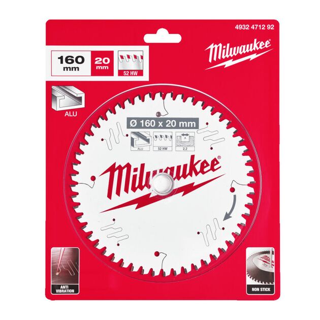 Пила дисковая Alu PFTE MILWAUKEE, 160х20х2,2мм, 52 зуба, фото  | SNABZHENIE.com.ua