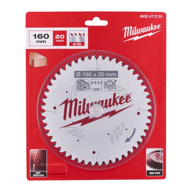 Диск пильний PFTE MILWAUKEE, 160х20х2,2мм, 48 зуб., фото  | SNABZHENIE.com.ua