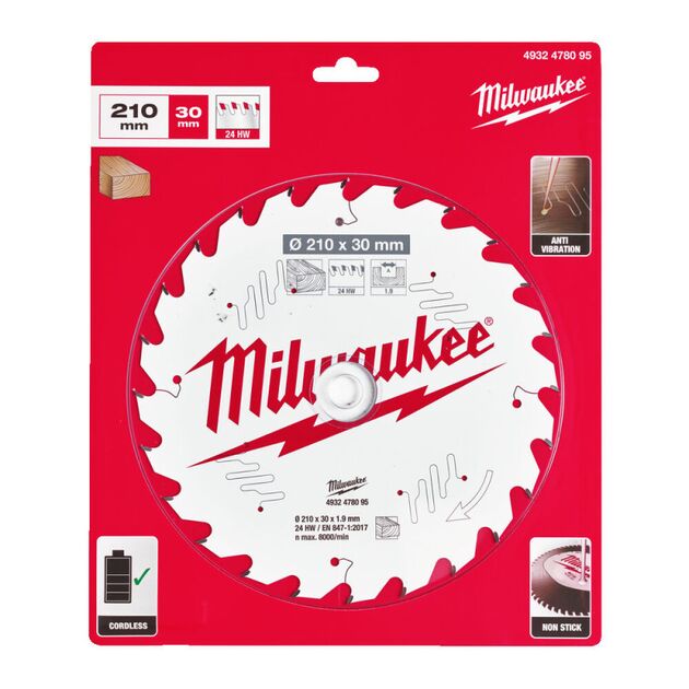 Диск пильний PFTE MILWAUKEE, 210х30х1,9мм, 24 зуб., фото  | SNABZHENIE.com.ua