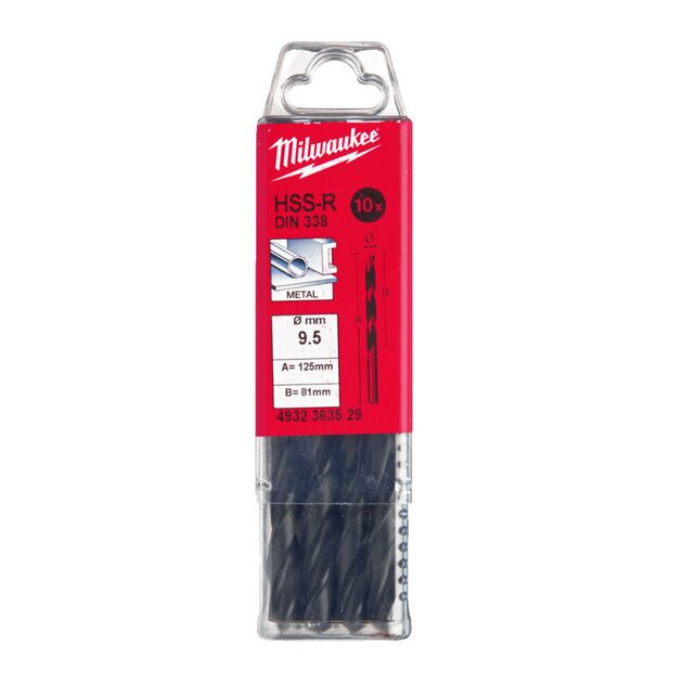 Сверло по металлу HSS-R MILWAUKEE DIN338, 9,5 мм, 10 шт., фото  | SNABZHENIE.com.ua