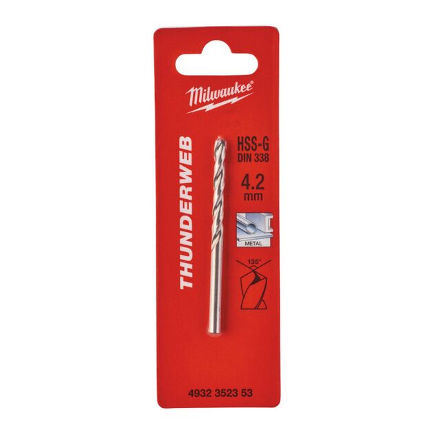 Сверло по металлу THUNDERWEB HSS-G MILWAUKEE DIN338, ?4,2x75мм, фото  | SNABZHENIE.com.ua