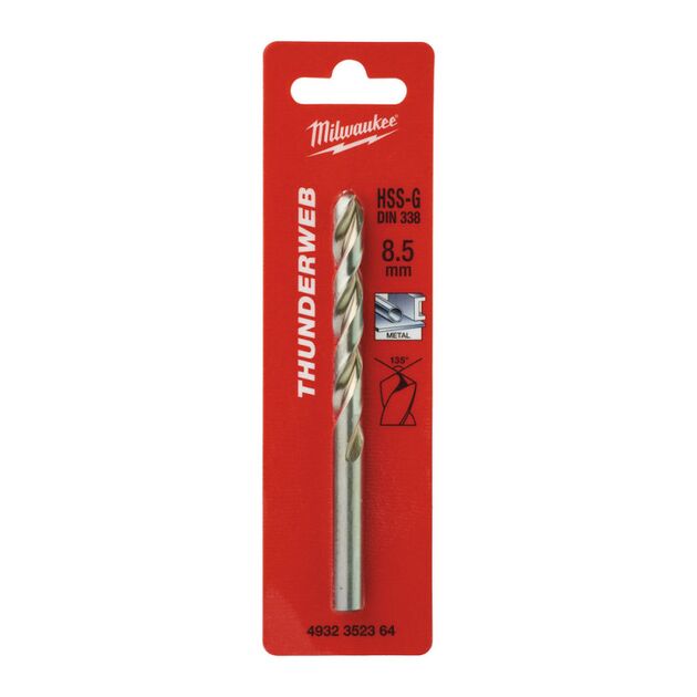Сверло по металлу THUNDERWEB HSS-G MILWAUKEE DIN338, ?8,5x117мм, фото  | SNABZHENIE.com.ua