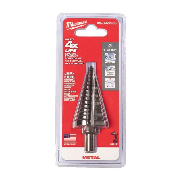 Сверло ступенчатое Step Drill MILWAUKEE, 6-35мм з кроком 2мм, фото , зображення 2 | SNABZHENIE.com.ua
