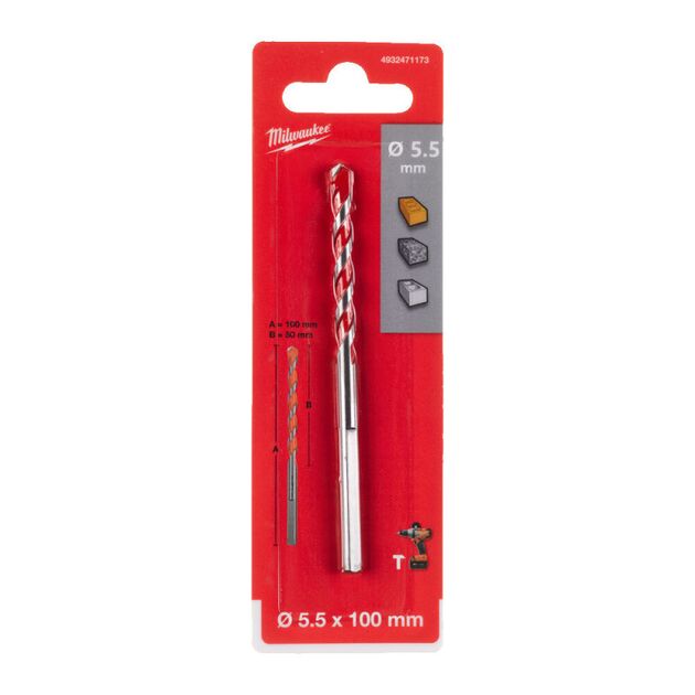 Сверло по бетону MILWAUKEE 5,5x100 PREMIUM, фото , изображение 2 | SNABZHENIE.com.ua
