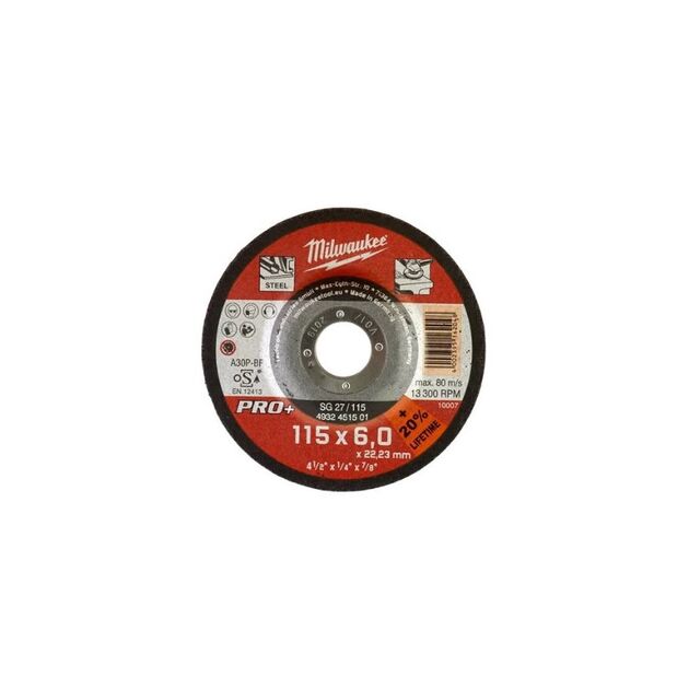 Шлифовальный диск по металлу SG 27/230x6 PRO+ MILWAUKEE (1 шт), фото , изображение 2 | SNABZHENIE.com.ua