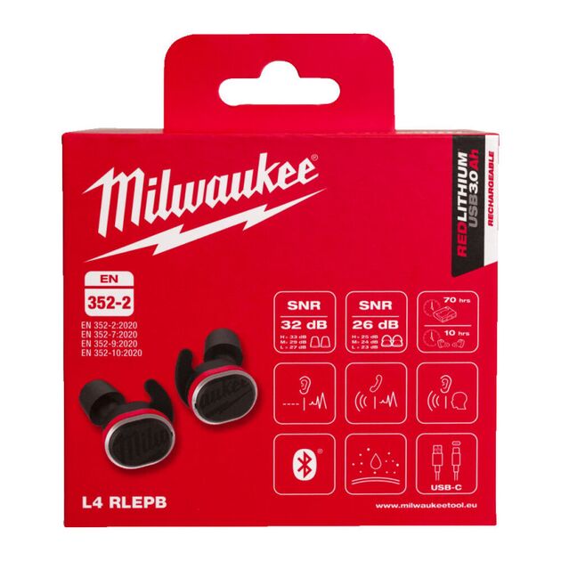 Наушники для роботи з захистом слуху MILWAUKEE REDLITHIUM L4 RLEPB-301 USB Bluetooth, фото , зображення 9 | SNABZHENIE.com.ua