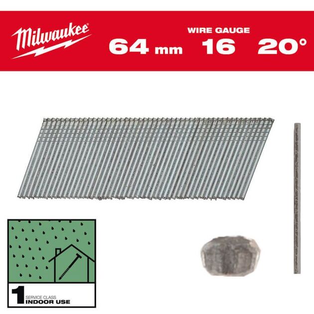 Набор гвоздей для нейлера 15G/20°/45мм (2000 шт) MILWAUKEE, фото  | SNABZHENIE.com.ua
