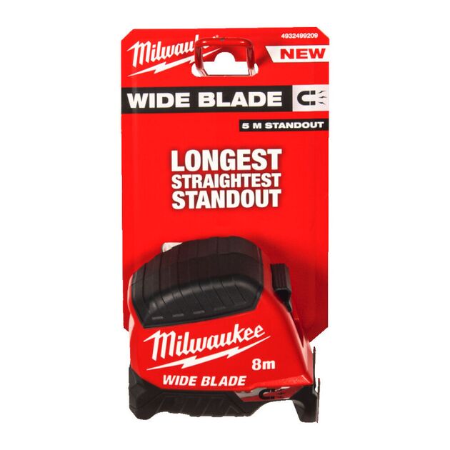 Рулетка магнитная WIDE BLADE MAGNETIC MILWAUKEE (Gen2), 8м (35мм), фото , изображение 3 | SNABZHENIE.com.ua