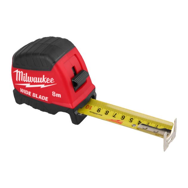 Рулетка WIDE BLADE MILWAUKEE (Gen2), 8м (35мм), фото , зображення 2 | SNABZHENIE.com.ua