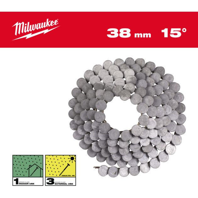 Цвяхи в котушці гальванізовані MILWAUKEE, з круглой головкой, 15°/3.05 x 38мм / RS / HD (1440шт), фото  | SNABZHENIE.com.ua