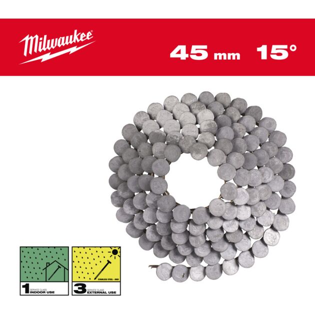 Цвяхи в котушці гальванізовані MILWAUKEE, з круглой головкой, 15°/3.05 x 45мм / RS / HD (1440шт), фото  | SNABZHENIE.com.ua