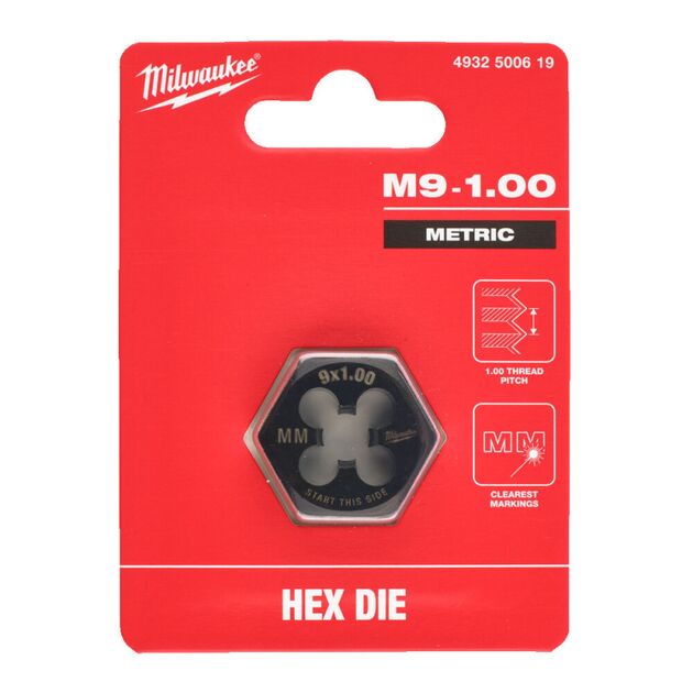 Плашка шестигранна MILWAUKEE, М9-1,00мм, фото , зображення 2 | SNABZHENIE.com.ua