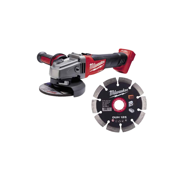 Шлифмашина угловая аккумуляторна MILWAUKEE, M18 FSAG125X-0, Ø125мм + Диск MILWAUKEE DUH 125 (10шт), фото , зображення 2 | SNABZHENIE.com.ua
