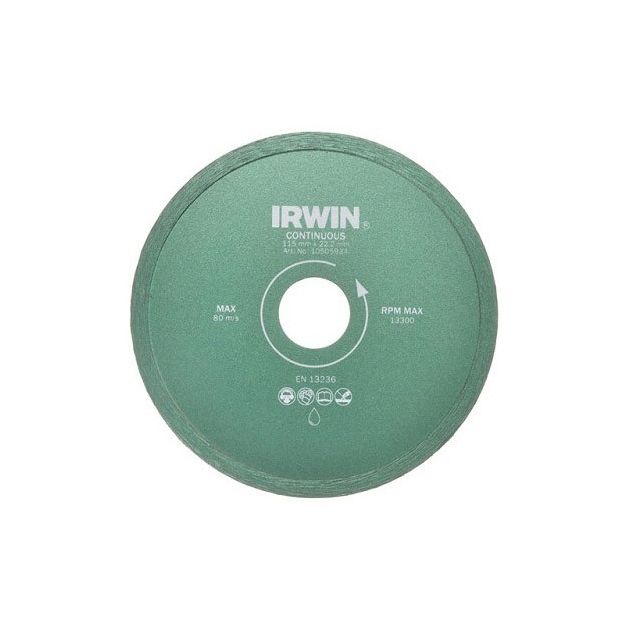 Алмазный диск сплошной 125x22,2 мм с подачей воды IRWIN, фото  | SNABZHENIE.com.ua