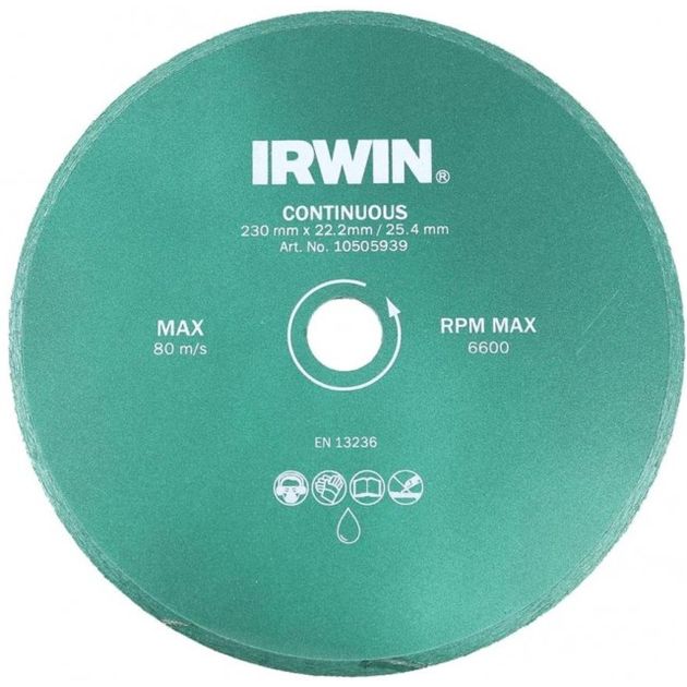 Диск алмазный сплошной 200x25,4x22,2 с подачей воды, IRWIN, фото  | SNABZHENIE.com.ua