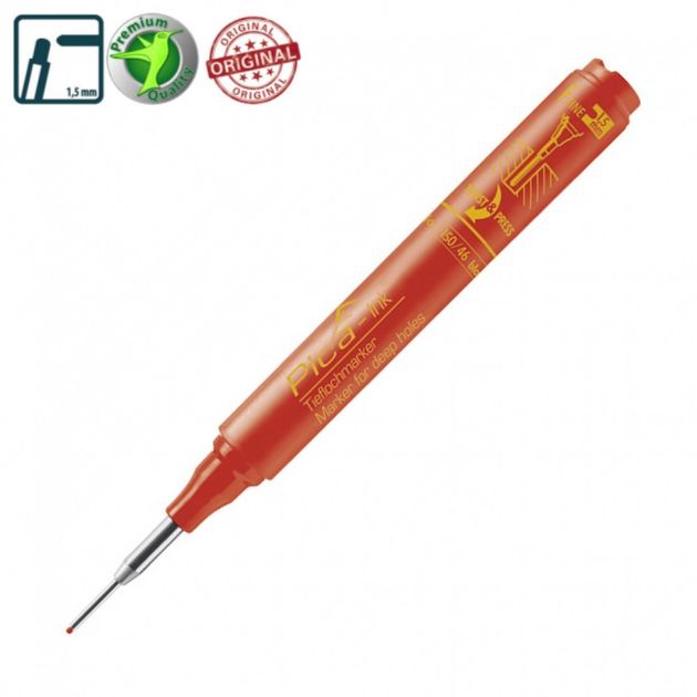 Маркер Pica-Ink для глибоких отворів, 150/40, червоний, фото , зображення 5 | SNABZHENIE.com.ua