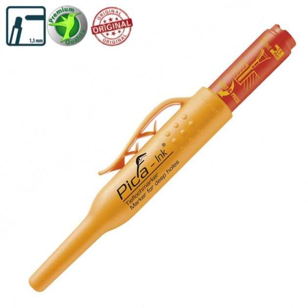 Маркер Pica-Ink для глибоких отворів, 150/40, червоний, фото , зображення 4 | SNABZHENIE.com.ua