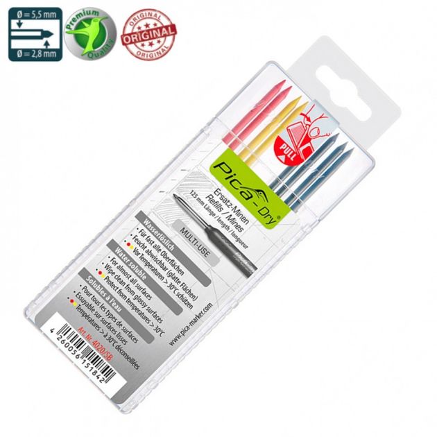 Запасные стрижни PICA Dry 4020, водорастворимые, цветные, 8 шт., фото  | SNABZHENIE.com.ua