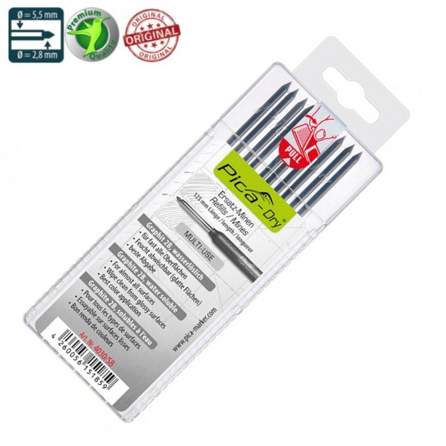 Запасные стрижни PICA Dry 4030, 2В, серый графит, 10 шт., фото  | SNABZHENIE.com.ua