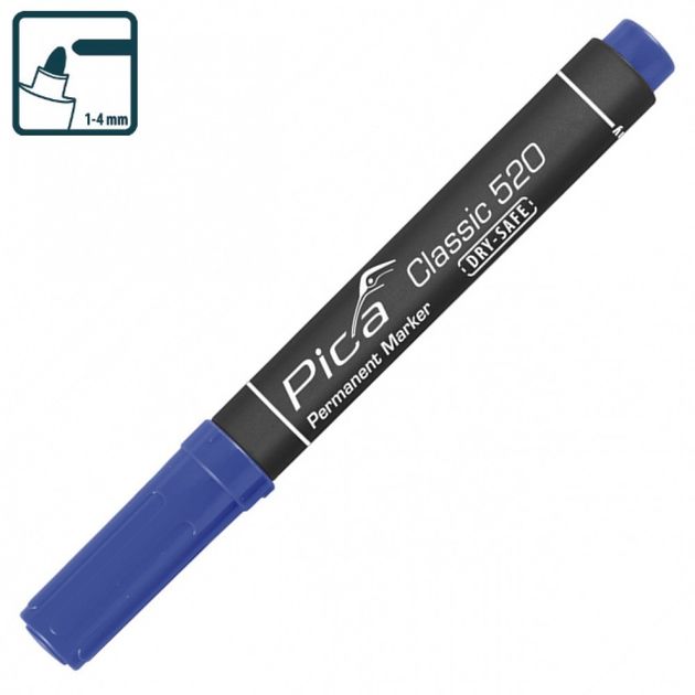 Маркер перманентний Pica Classic 520/41, синій, з круглим наконечником, фото , зображення 4 | SNABZHENIE.com.ua